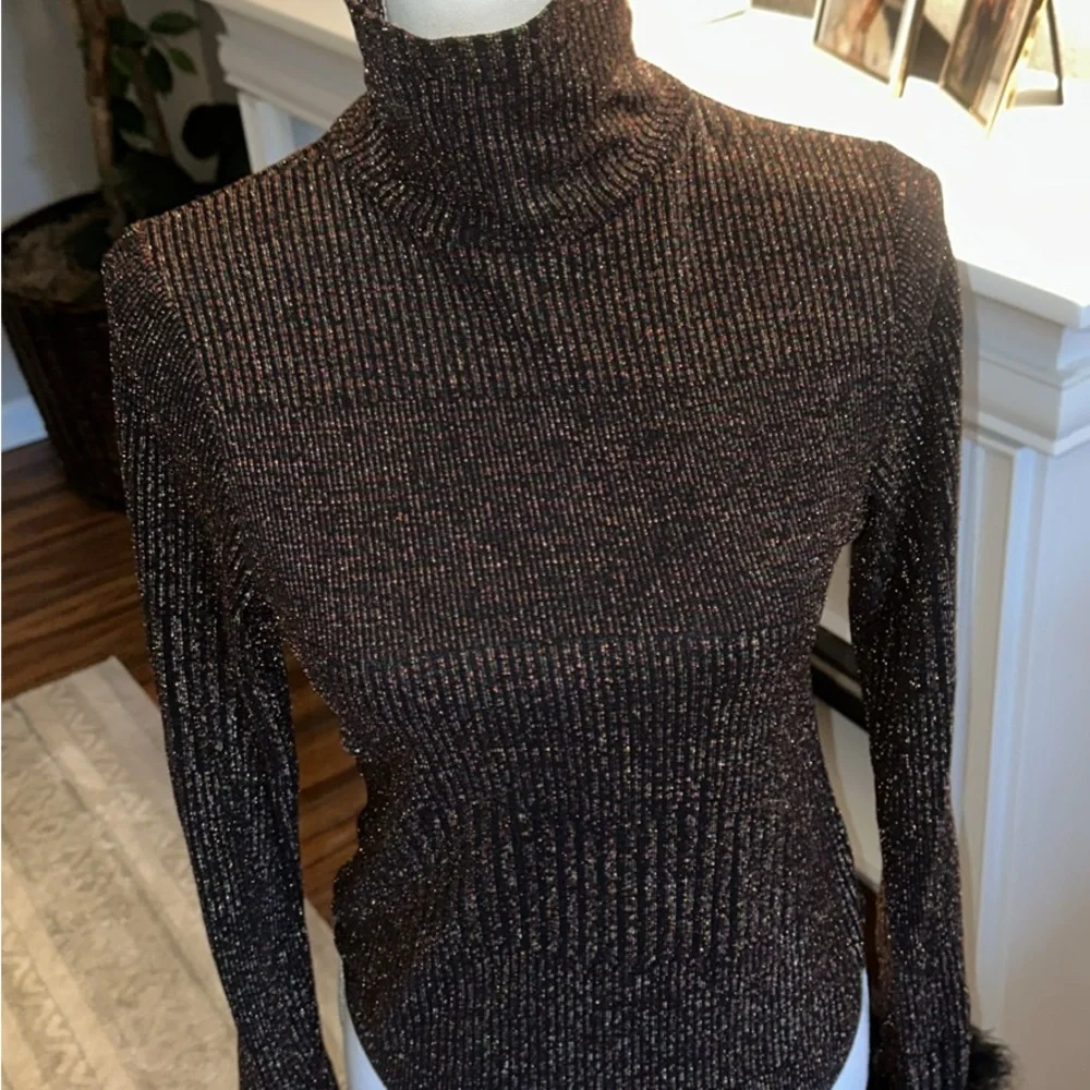 Wayf Shimmering Brown Turtleneck Sweater - Picture 2 of 5